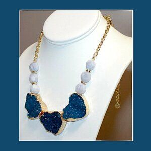 Dark Druzy Quartz Hearts Necklace 💙📿